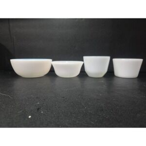 Federal Milk Glass Bundle: Set of 4 Bowls and Ramekins, Vintage Collectibles